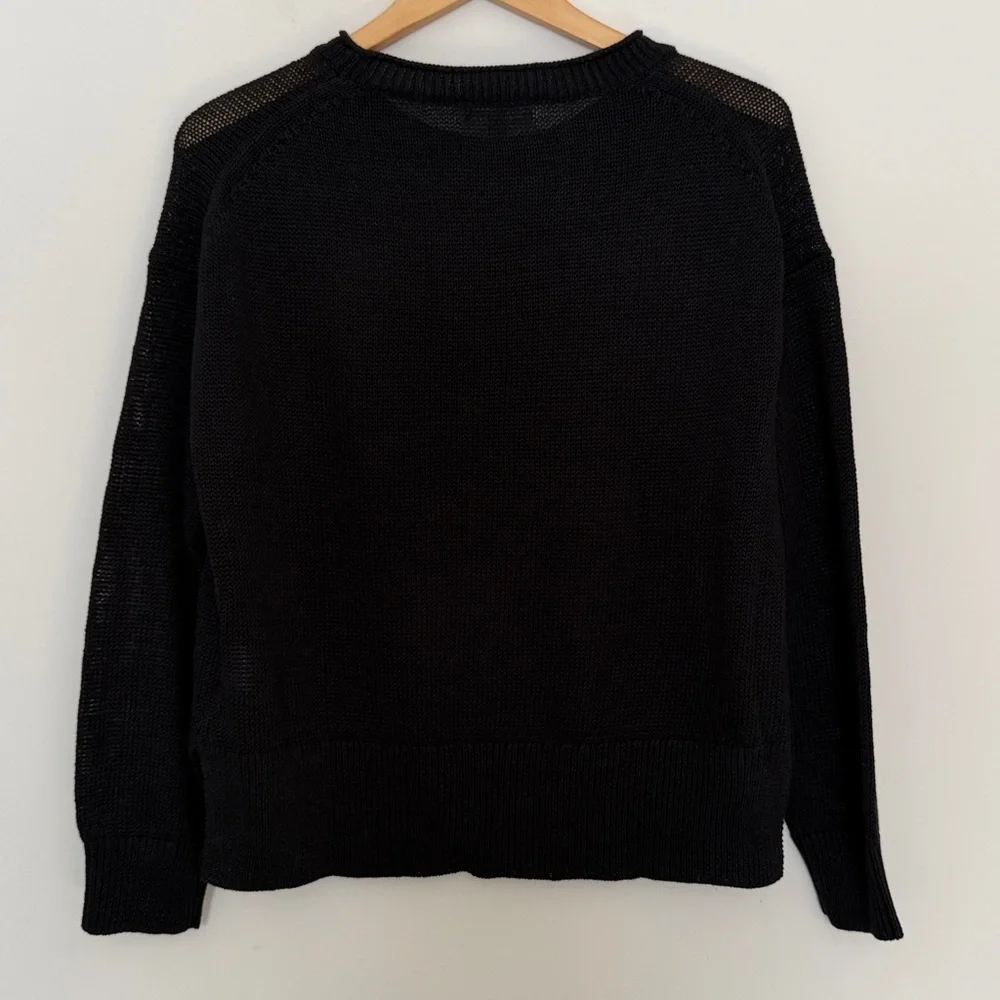 J. Crew NWOT Relaxed Cotton-Linen Blend Beach Sweater In Black